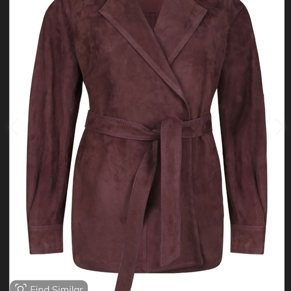 MaxMara Suede Belted Blazer - Soft Burgundy - Picture 1 of 16